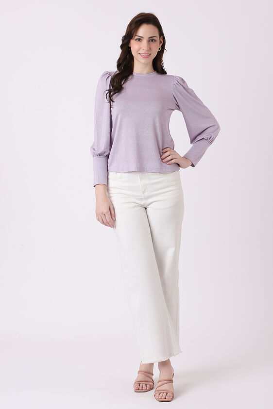 Lilac Self Design Straight Top, Lilac, image 3